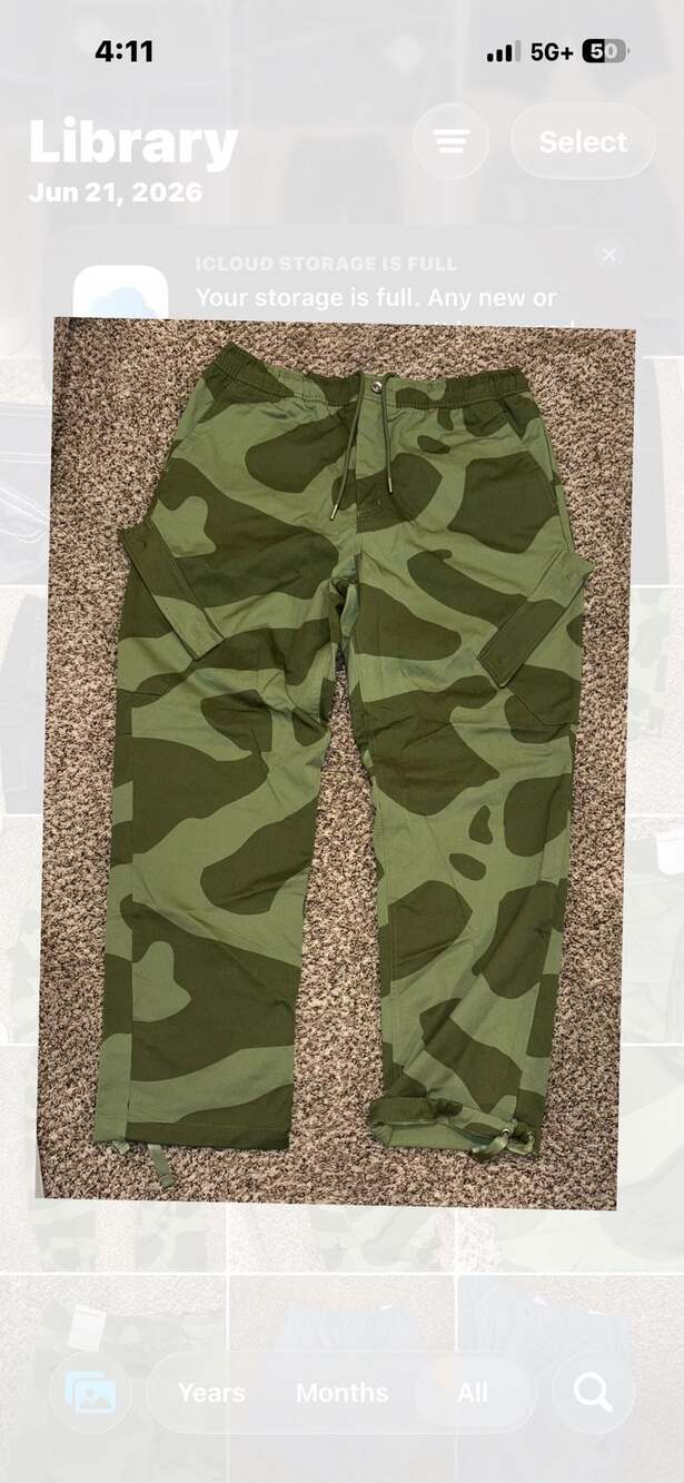 Jordan Essentials Cargo Pants in Green Camo (Model FD7455-340)